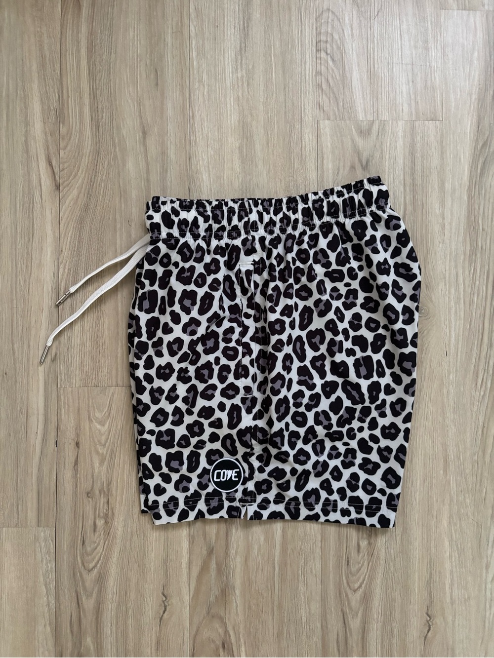Cove Men's Leopard Print Black and Cream Hybrid Shorts